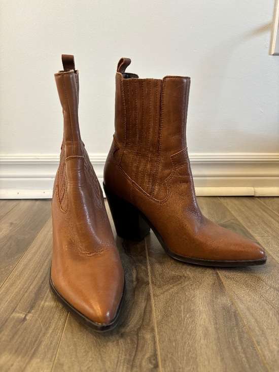 Aldo Shoes - Aldo Brown Leather Western Ankle Boots